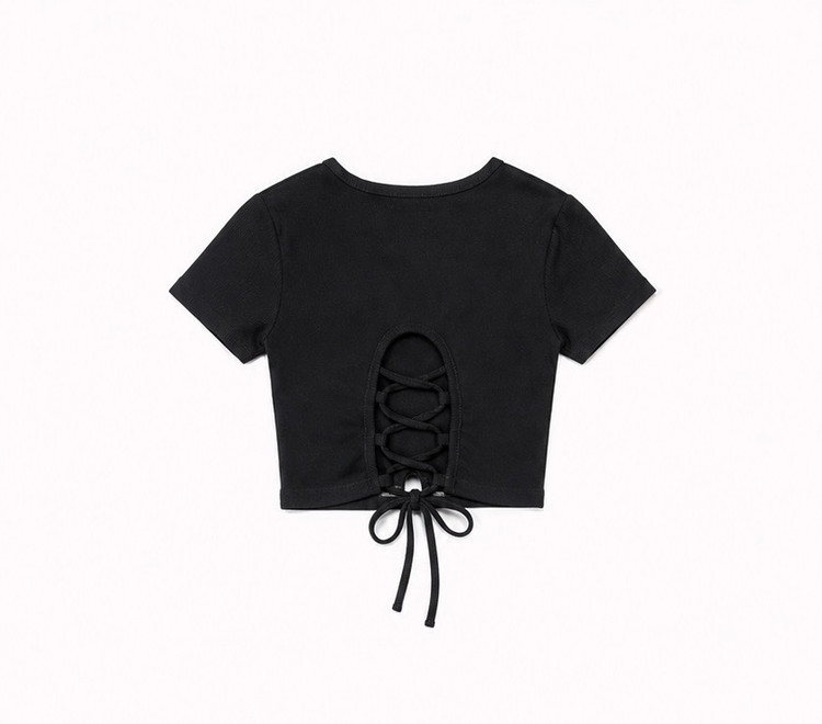 کراپ دخترانه آستین کوتاه پشت بندی